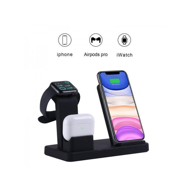 Wireless Charger,3 in 1 Fast Qi Wireless Charging Station for AirPods/AirPods Pro/iWatch 6/5/4/3/2/iPhone 12/11/11 Pro/SE/X/XS/XR/XS Max/8/8 Plus Black 
